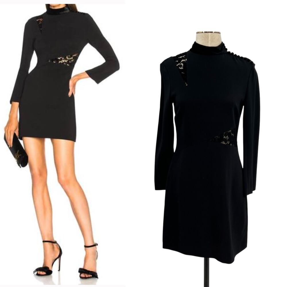 A.L.C. Alix Mock-Neck‎ Long-Sleeve Crepe Mini Dress Black Size 4